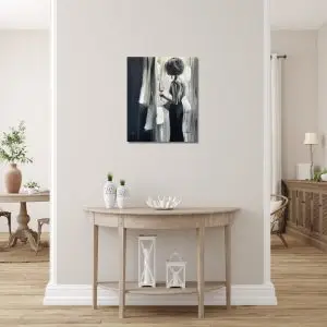 No Look Lady Portrait Art - 50x60cm, Black