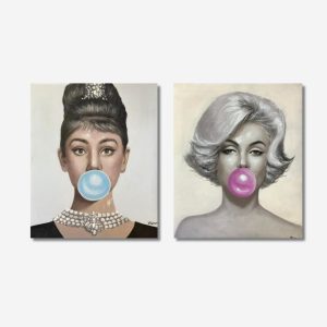 Audrey and Marilyn Blowing Bubblegum