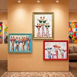 Colorful Giraffe Paintings 12x16 inch